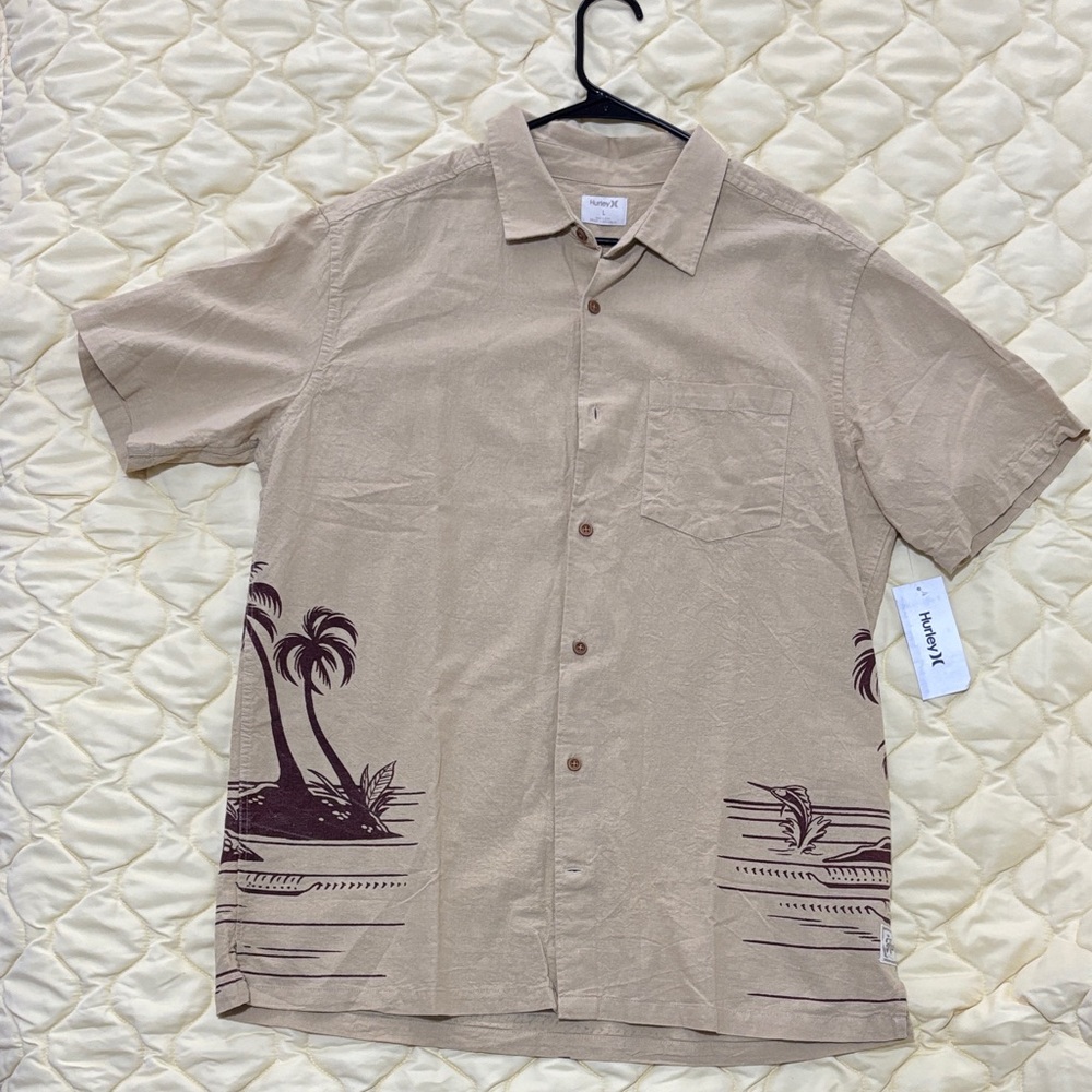 Hurley Hawaiian-Style Short Sleeve Linen-blend Shirt